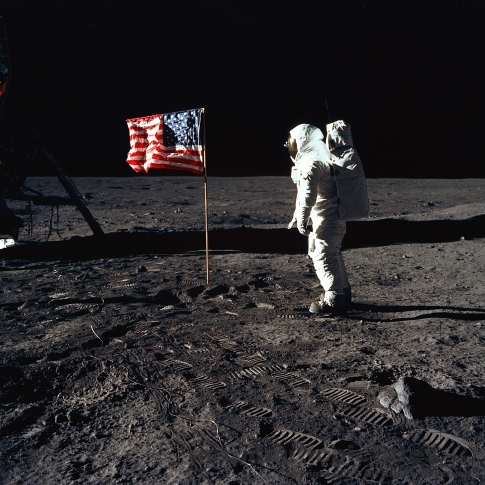 walking on the moon astronaut apollo 11 stock photo