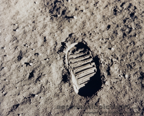 footprint on moon apollo 11 stock photo